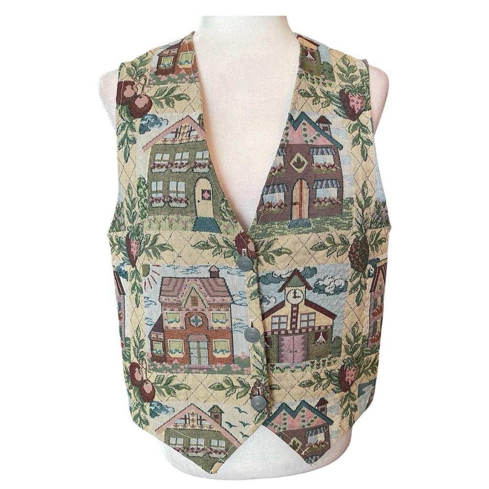 Vintage Petite Sophisticated Cottagecore Tapestry Vest medium